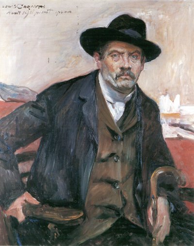 Selbstporträt mit schwarzem Hut und Stock von Lovis Corinth